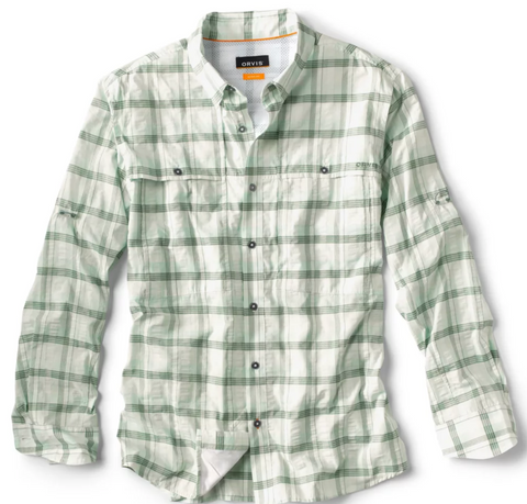 Orvis Mens Vintage Fishing Shirt Medium Green Outdoor Long Sleeve