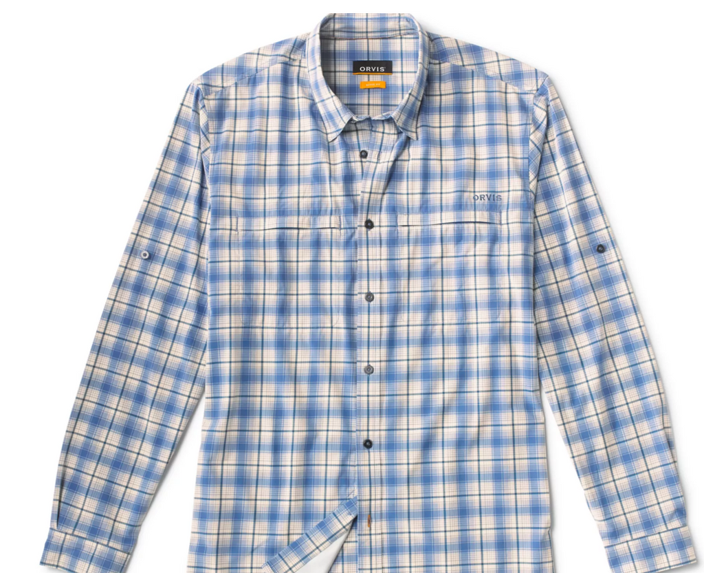 ORVIS tech woven short sleeve fishing shirt plaid quick dry UV protection  men XL