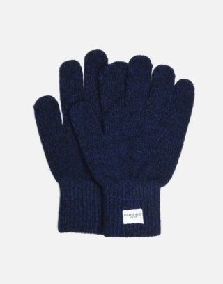 Navy Marled Wool Gloves