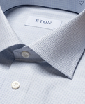 Eton Mid Blue Micro Check Stretch Shirt