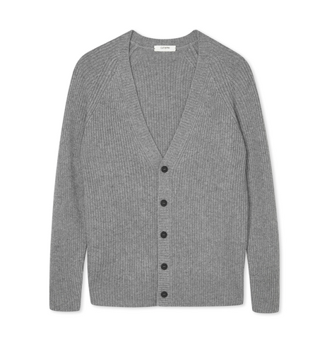 Cut & Pin Cashmere Ribbed Cardigan Grey